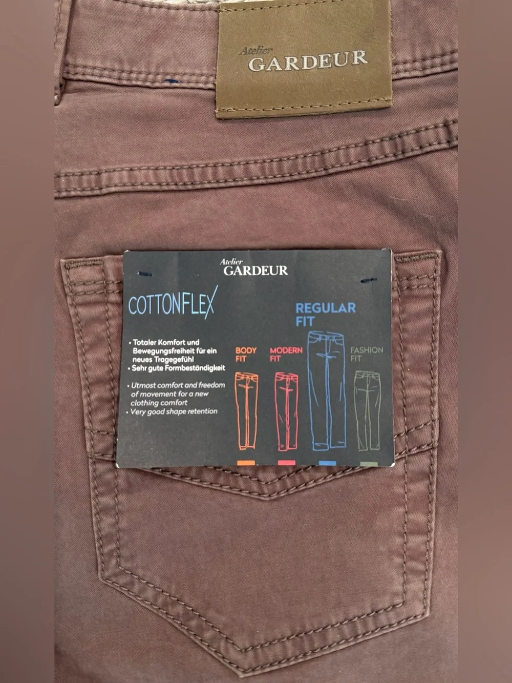 Authentic & Original Gardeur Nevio-8 Regular-Fit Cottonflex Pants Mid Brown